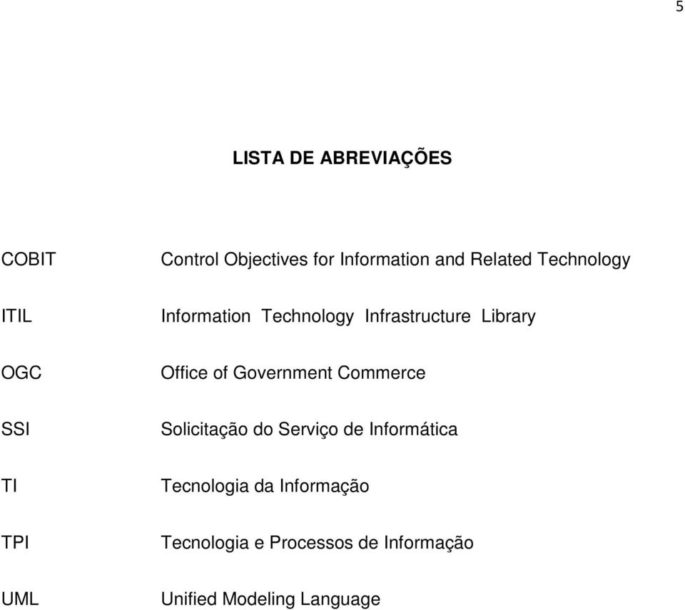 Government Commerce SSI Solicitação do Serviço de Informática TI Tecnologia