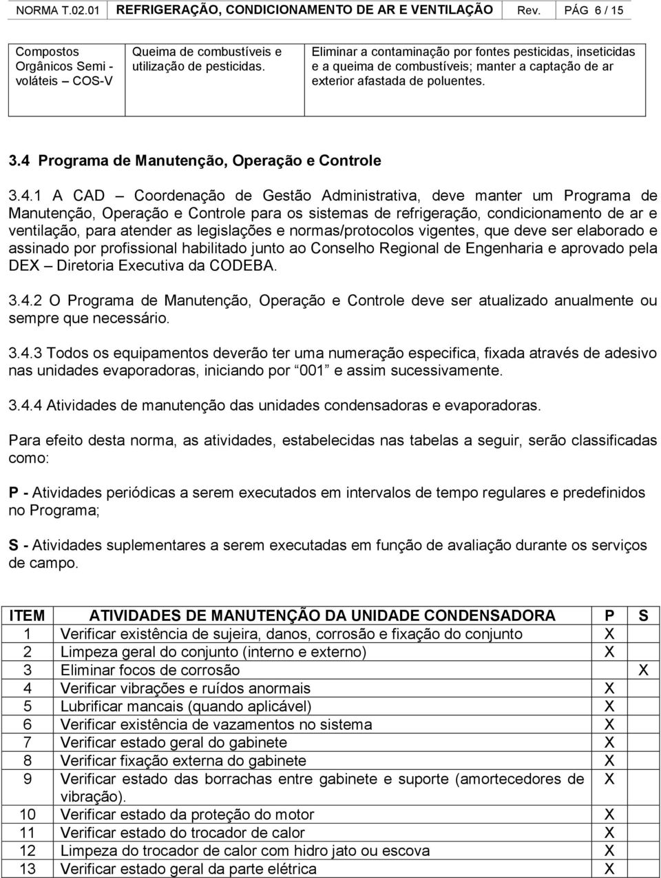 Programa de Manutenção, Operação e Controle 3.4.