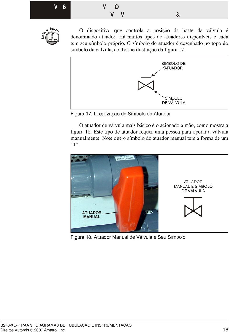 Localização do Símbolo do Atuador SÍMBOLO DE VÁLVULA O atuador de válvula mai báico é o acionado a mão, como motra a figura 18.