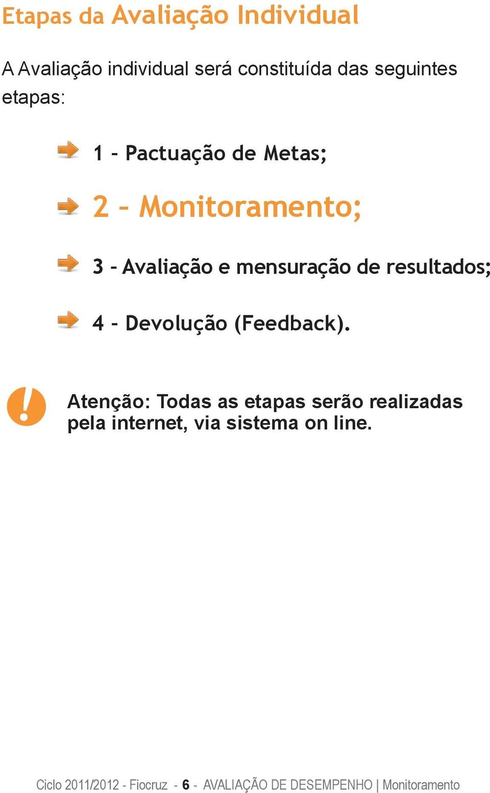 resultados; 4 Devolução (Feedback).