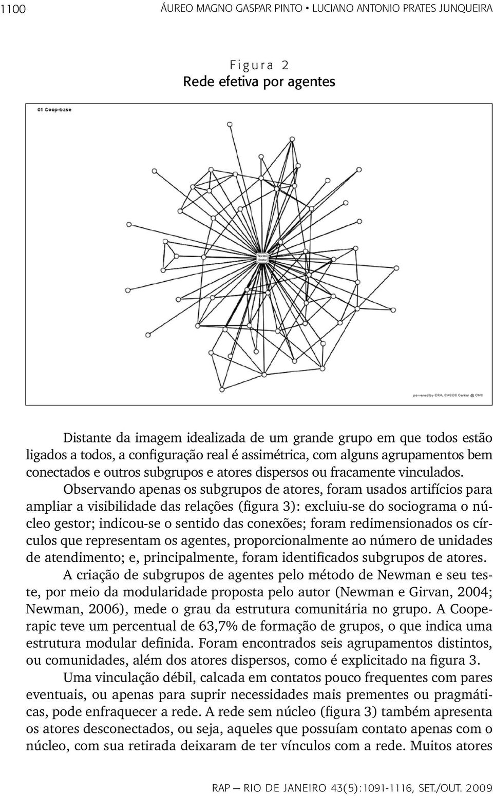 Observando apenas os subgrupos de atores, foram usados artifícios para ampliar a visibilidade das relações (figura 3): excluiu-se do sociograma o núcleo gestor; indicou-se o sentido das conexões;