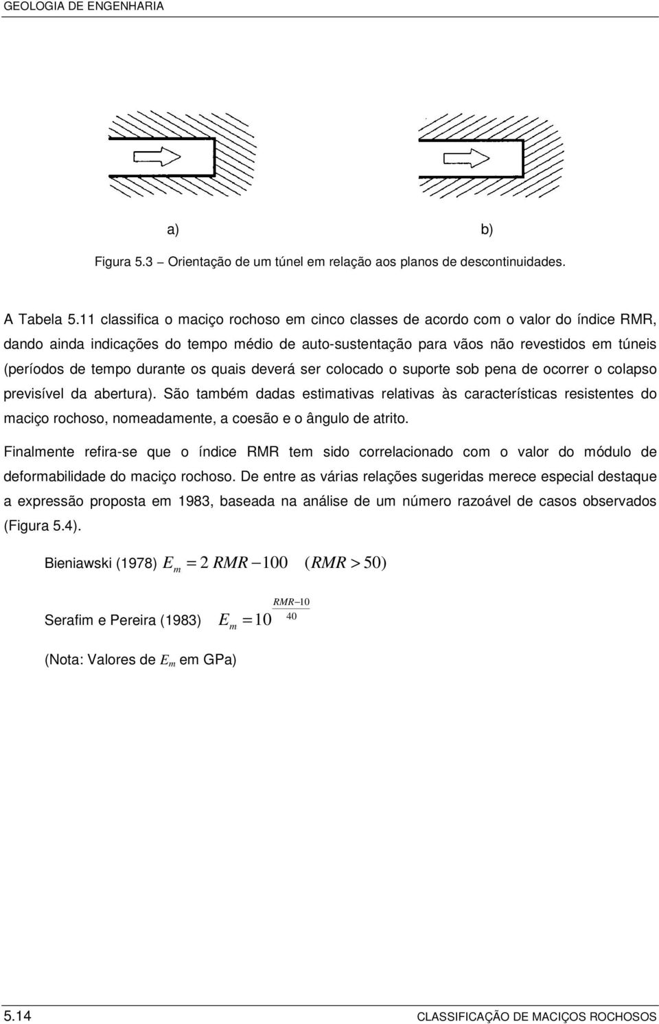 durante os quais deverá ser colocado o suporte sob pena de ocorrer o colapso previsível da abertura).