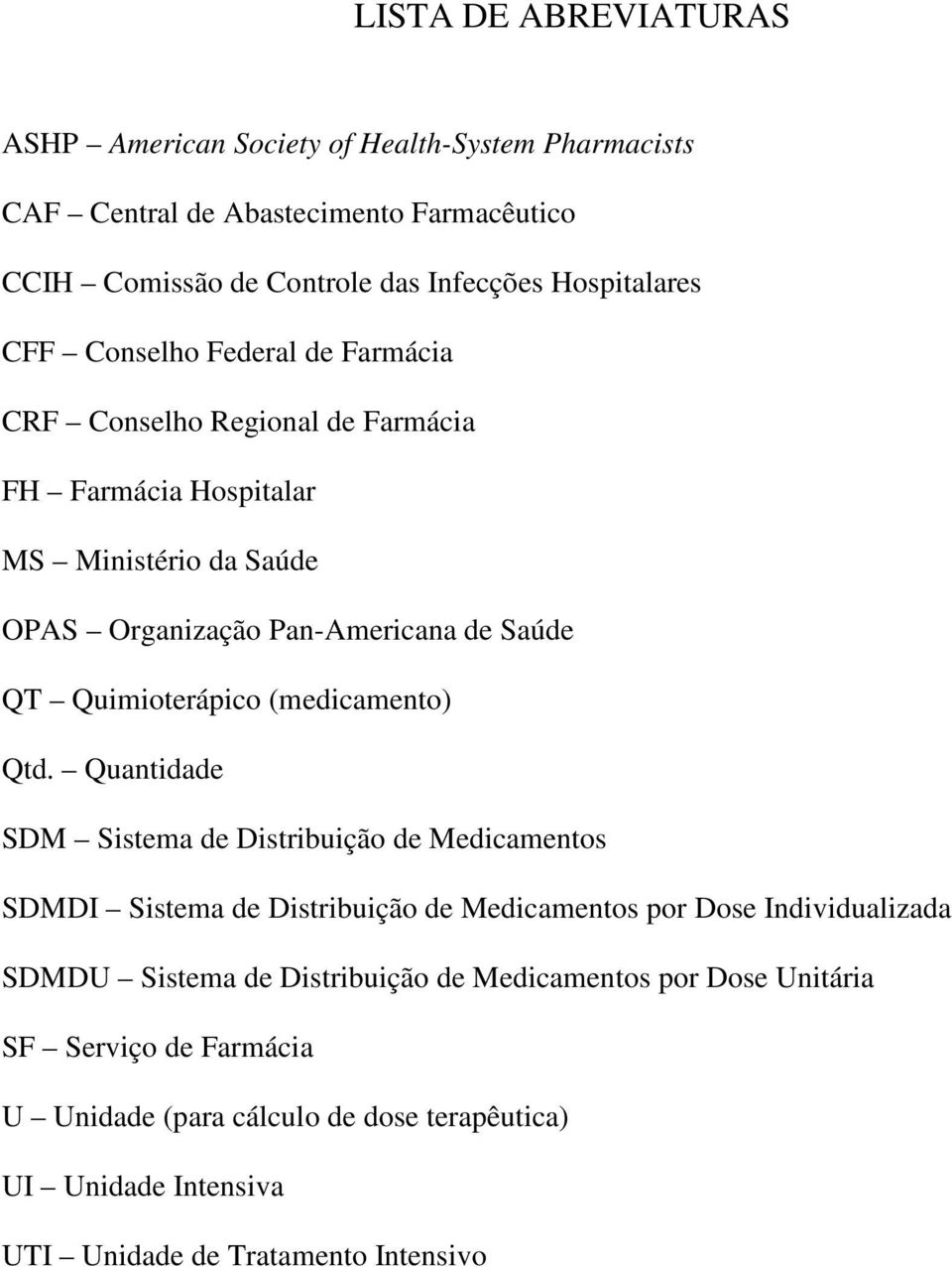 Quimioterápico (medicamento) Qtd.