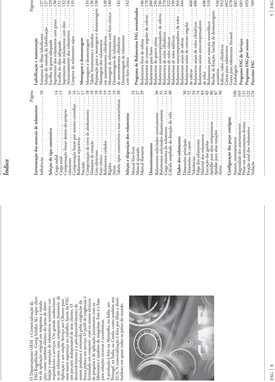 Um grande conhecimento em rolamentos, uma competente Assessoria de Aplicação e um amplo Serviço aos Clientes para uma maioegurança no trabalho, fazem da FAG um parceiro indispensável de seus clientes.