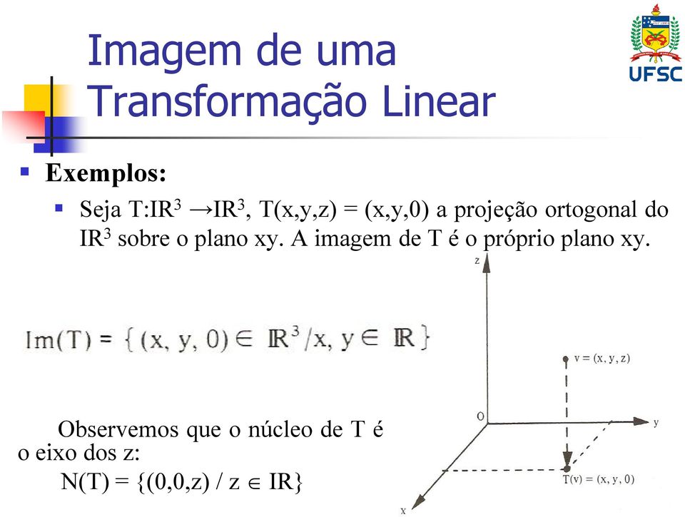 xy. A imagem de T é o próprio plano xy.