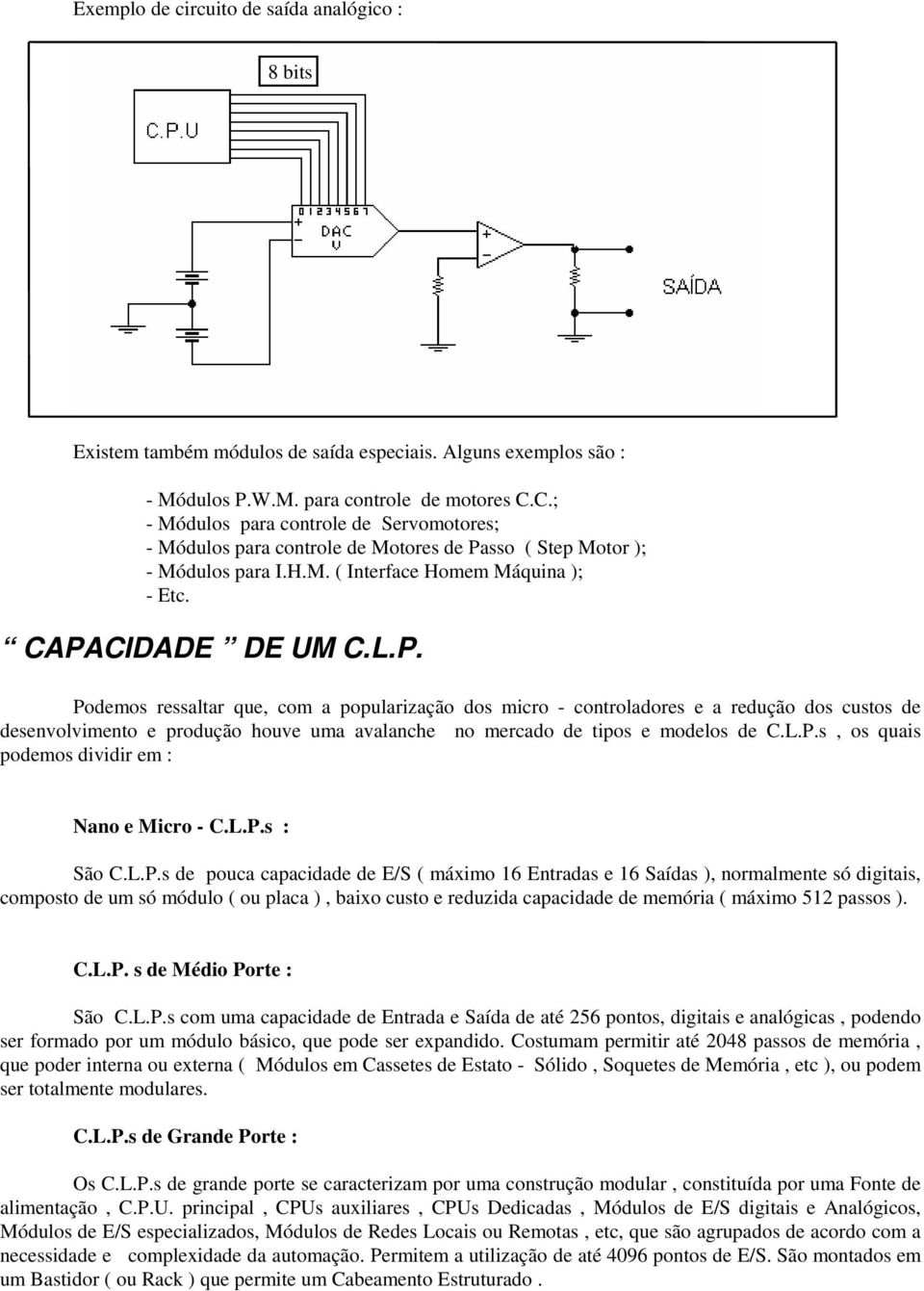 sso ( Step Motor ); - Módulos para I.H.M. ( Interface Homem Máquina ); - Etc. CAPA