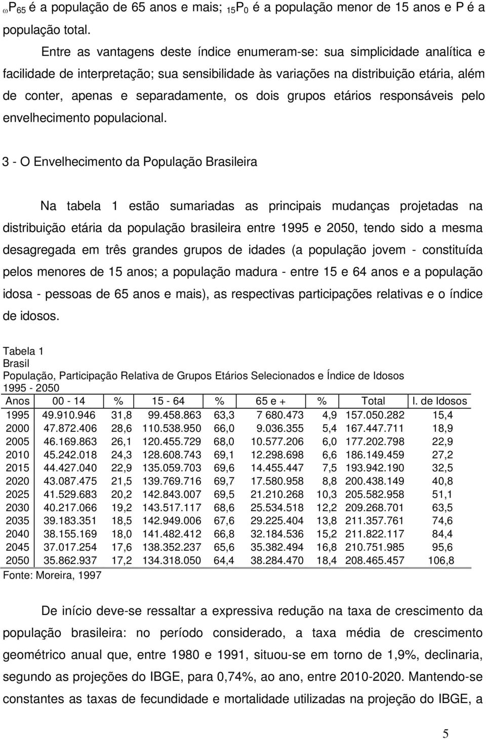 os dois grupos etários responsáveis pelo envelhecimento populacional.