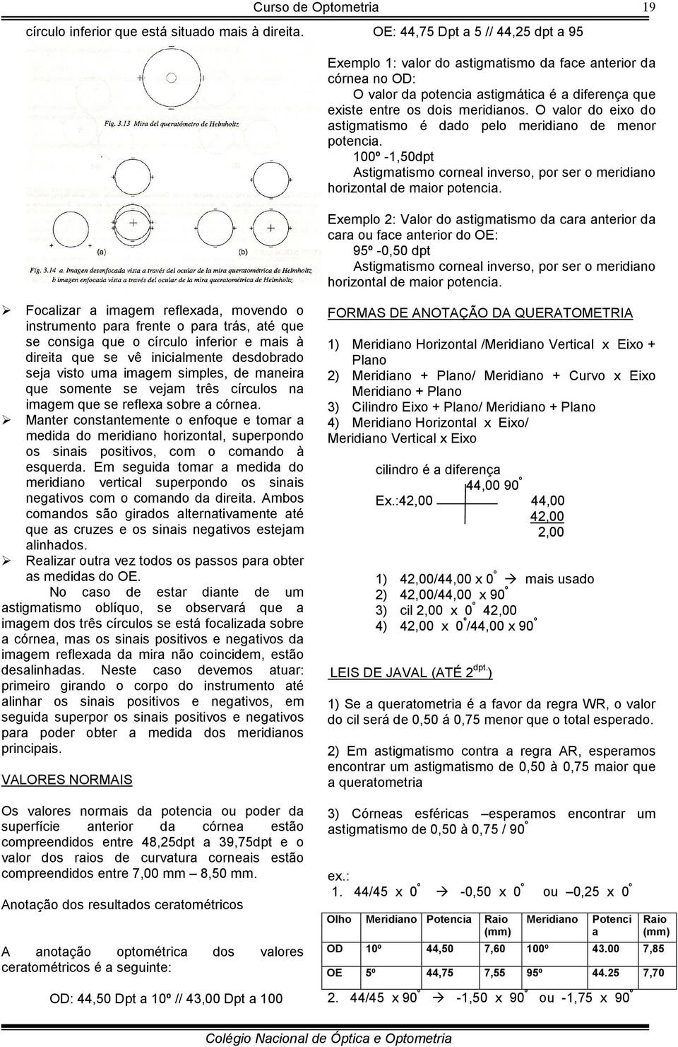 O valor do eixo do astigmatismo é dado pelo meridiano de menor potencia. 100º -1,50dpt Astigmatismo corneal inverso, por ser o meridiano horizontal de maior potencia.