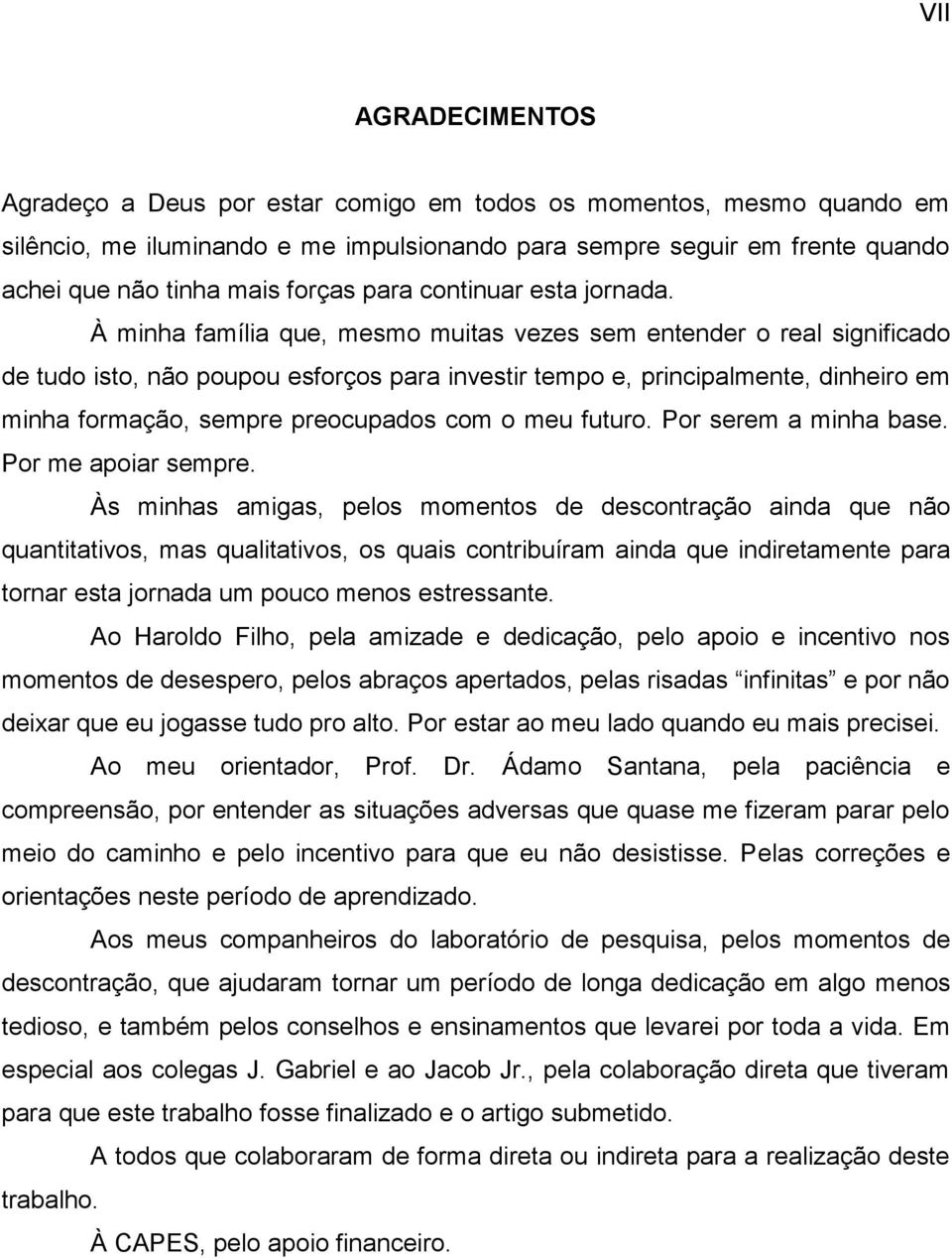 À minha família que, mesmo muitas vezes sem entender o real significado de tudo isto, não poupou esforços para investir tempo e, principalmente, dinheiro em minha formação, sempre preocupados com o