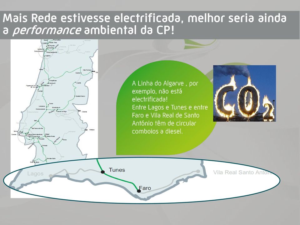 A Linha do Algarve, por exemplo, não está electrificada!