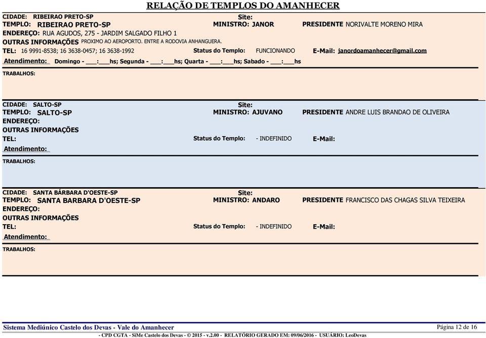 com Domingo - : hs; Segunda - : hs; Quarta - : hs; Sabado - : hs CIDADE: SALTO-SP TEMPLO: SALTO-SP MINISTRO: AJUVANO PRESIDENTE ANDRE LUIS BRANDAO DE OLIVEIRA