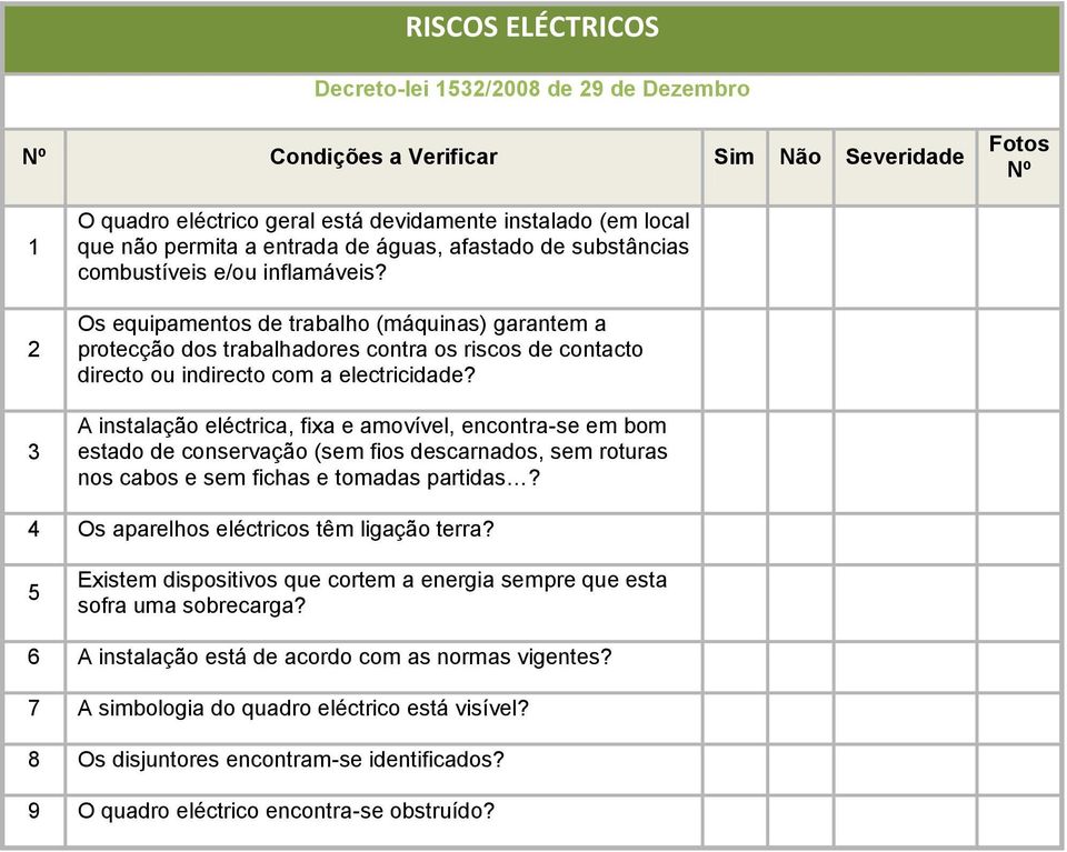 Os equipamentos de trabalho (máquinas) garantem a protecção dos trabalhadores contra os riscos de contacto directo ou indirecto com a electricidade?