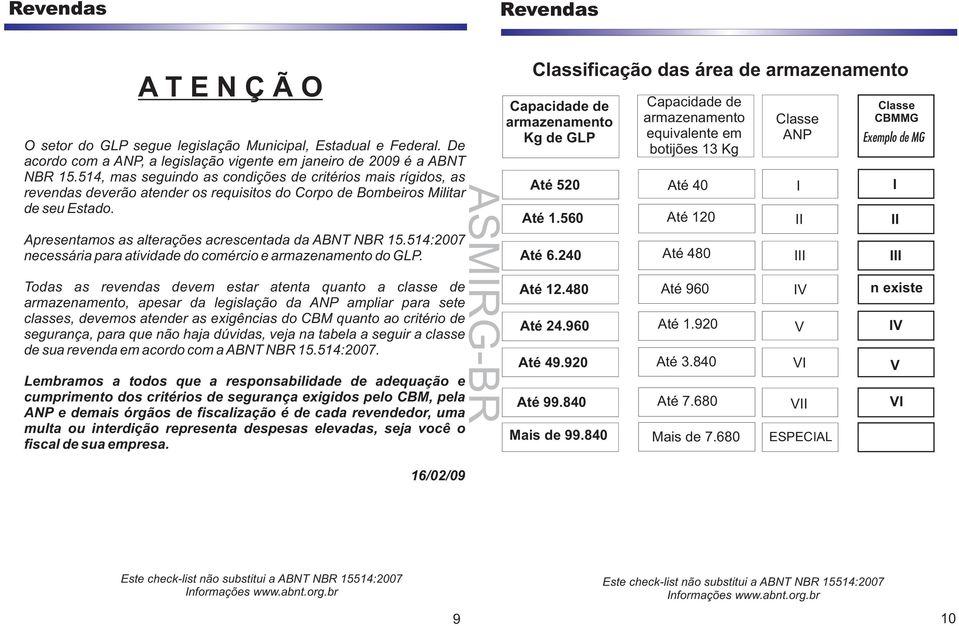 514:2007 necessária para atividade do comércio e armazenamento do GLP.