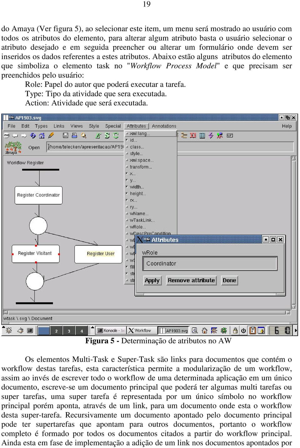 Abaixo estão alguns atributos do elemento que simboliza o elemento task no "Workflow Process Model" e que precisam ser preenchidos pelo usuário: Role: Papel do autor que poderá executar a tarefa.