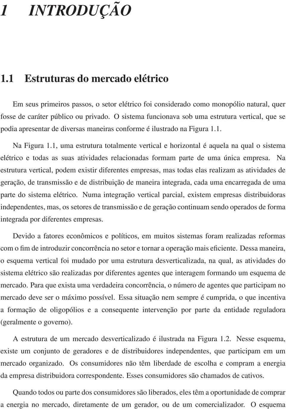 1, uma estrutura totalmente vertical e horizontal é aquela na qual o sistema elétrico e todas as suas atividades relacionadas formam parte de uma única empresa.