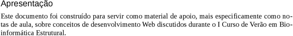 de aula, sobre conceitos de desenvolvimento Web