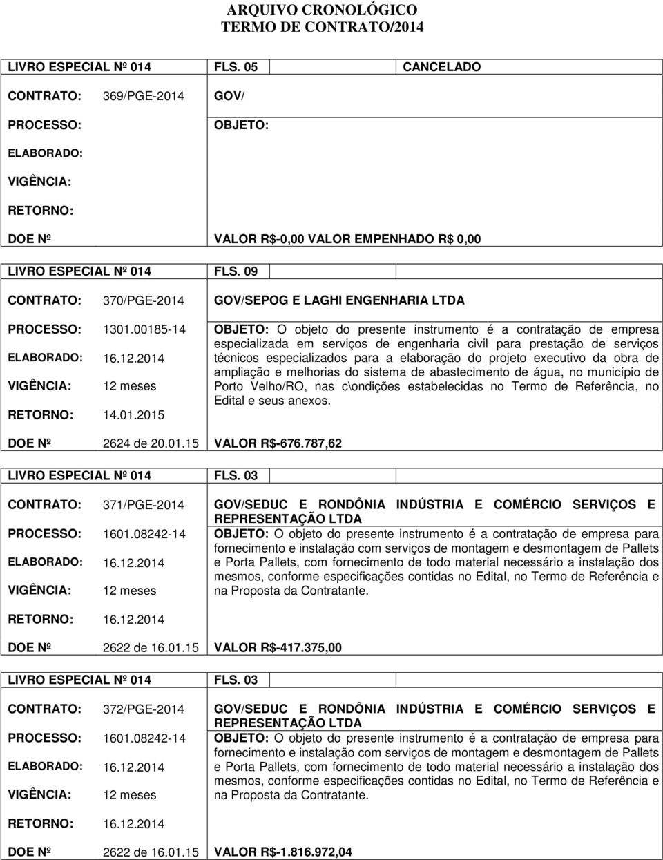 00185-14 especializada em serviços de engenharia civil para prestação de serviços técnicos especializados para a elaboração do projeto executivo da obra de ampliação e melhorias do sistema de