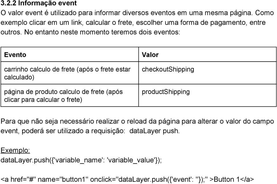 No entanto neste momento teremos dois eventos: Evento carrinho calculo de frete (após o frete estar calculado) página de produto calculo de frete (após clicar para calcular o