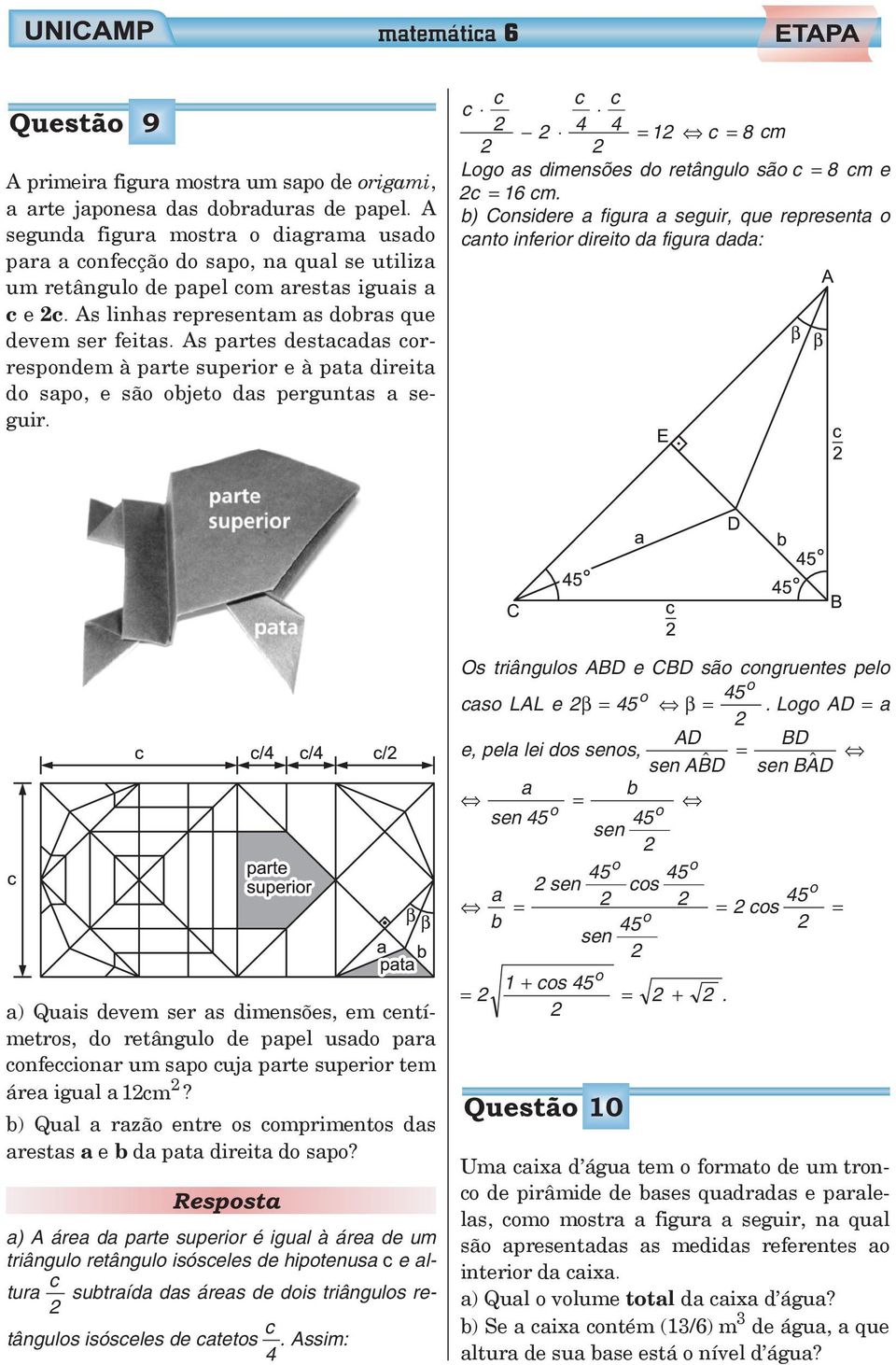 As partes destacadas crrespndem à parte superir e à pata direita d sap, e sã bjet das perguntas a seguir. c c c c 4 4 1 c 8 cm Lg as dimensões d retângul sã c 8 cm e c 16 cm.