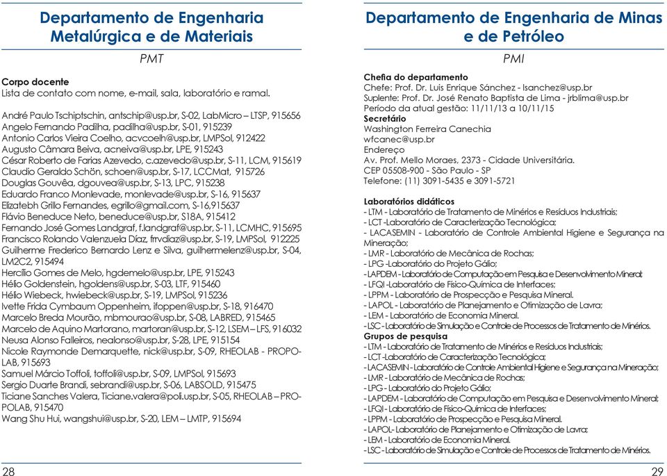 br, LPE, 915243 César Roberto de Farias Azevedo, c.azevedo@usp.br, S-11, LCM, 915619 Claudio Geraldo Schön, schoen@usp.br, S-17, LCCMat, 915726 Douglas Gouvêa, dgouvea@usp.