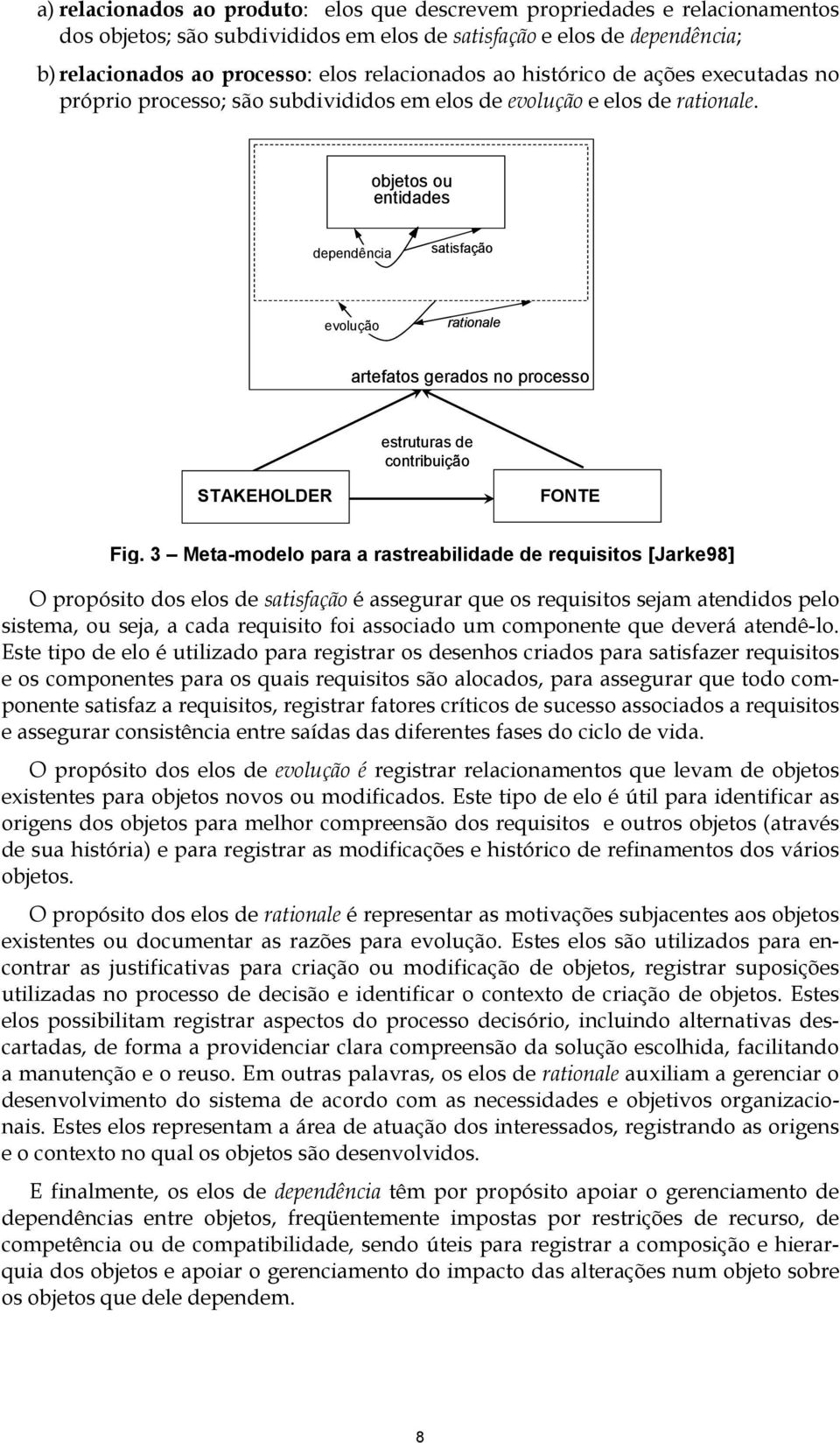 objetos ou entidades dependência satisfação evolução rationale artefatos gerados no processo estruturas de contribuição STAKEHOLDER FONTE Fig.