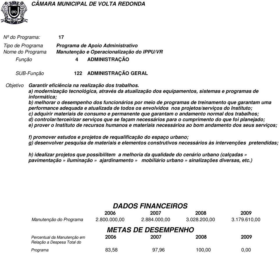 a) modernização tecnológica, através da atualização dos equipamentos, sistemas e programas de informática; b) melhorar o desempenho dos funcionários por meio de programas de treinamento que garantam