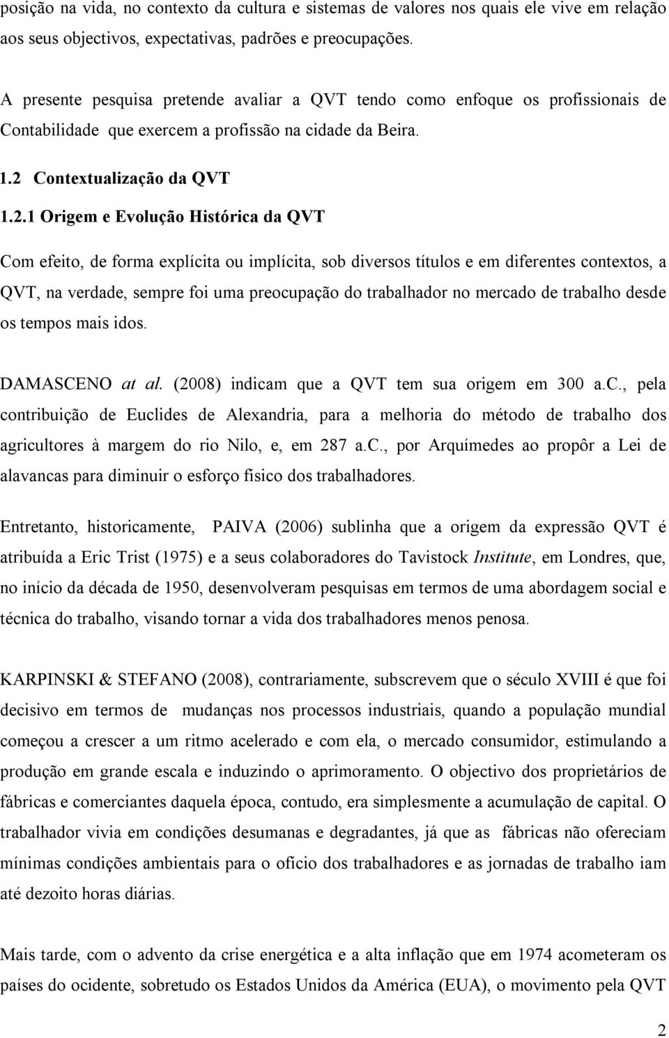 Contextualização da QVT 1.2.