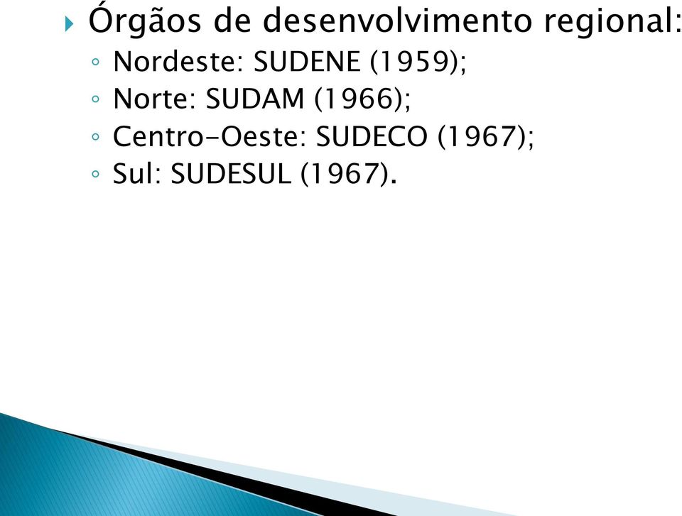 (1959); Norte: SUDAM (1966);
