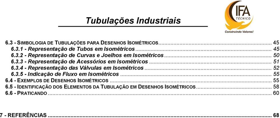 .. 55 6.4 - EXEMPLOS DE DESENHOS ISOMÉTRICOS... 55 6.5 - IDENTIFICAÇÃO DOS ELEMENTOS DA TUBULAÇÃO EM DESENHOS ISOMÉTRICOS.