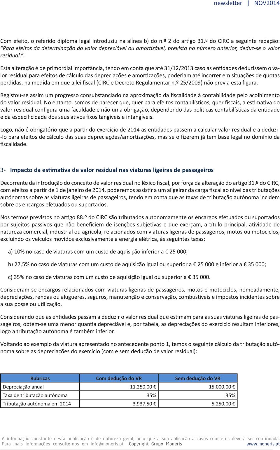 . Esta alteração é de primordial importância, tendo em conta que até 31/12/2013 caso as entidades deduzissem o valor residual para efeitos de cálculo das depreciações e amortizações, poderiam até