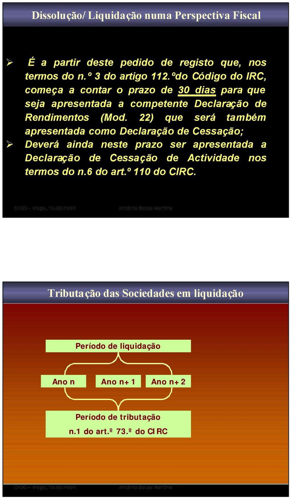 22) que será também apresentada como Declaração de Cessação; Deverá ainda neste prazo ser apresentada a Declaração de Cessação de