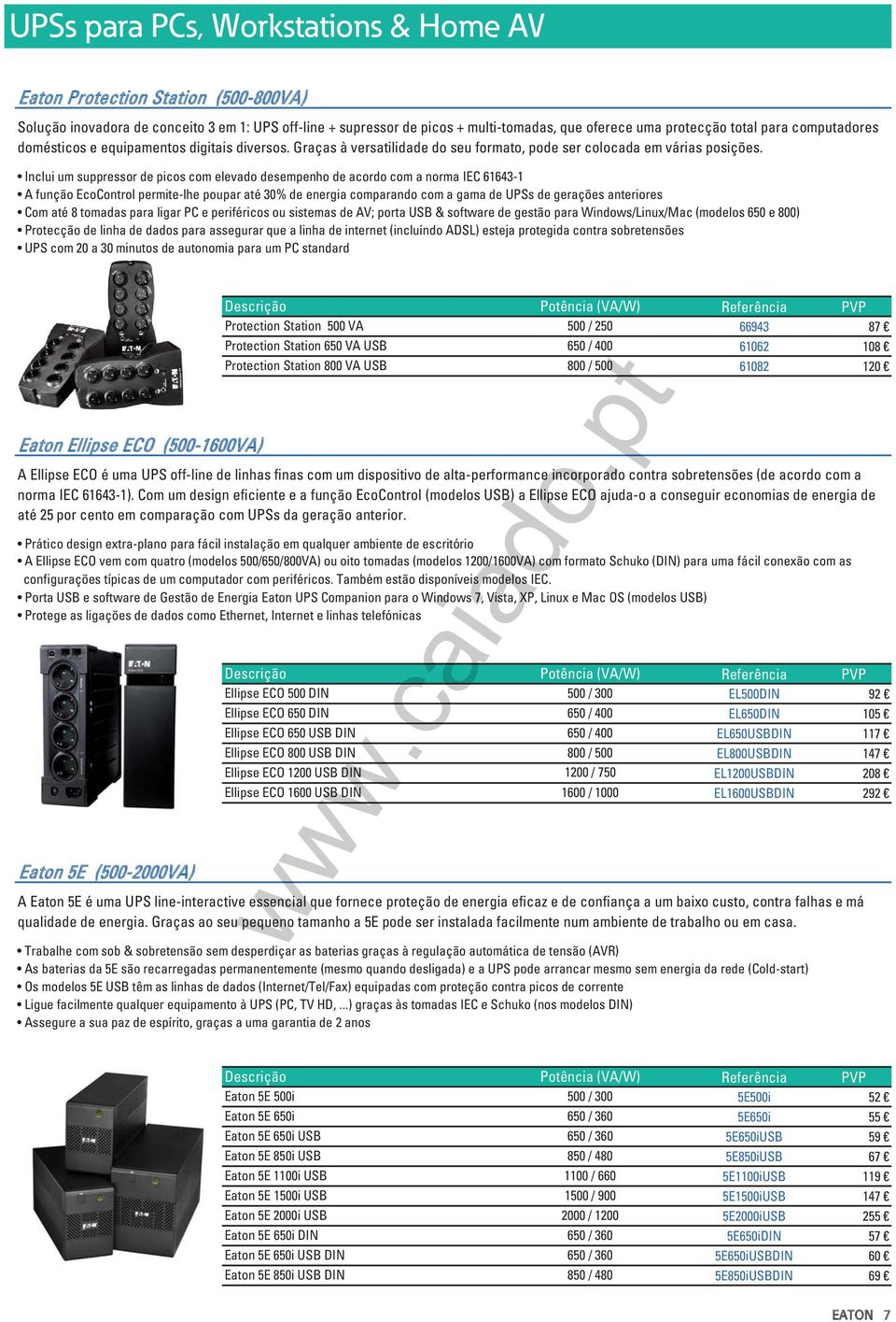 Inclui um suppressor de picos com elevado desempenho de acordo com a norma IEC 61643-1 A função EcoControl permite-lhe poupar até 30% de energia comparando com a gama de UPSs de gerações anteriores