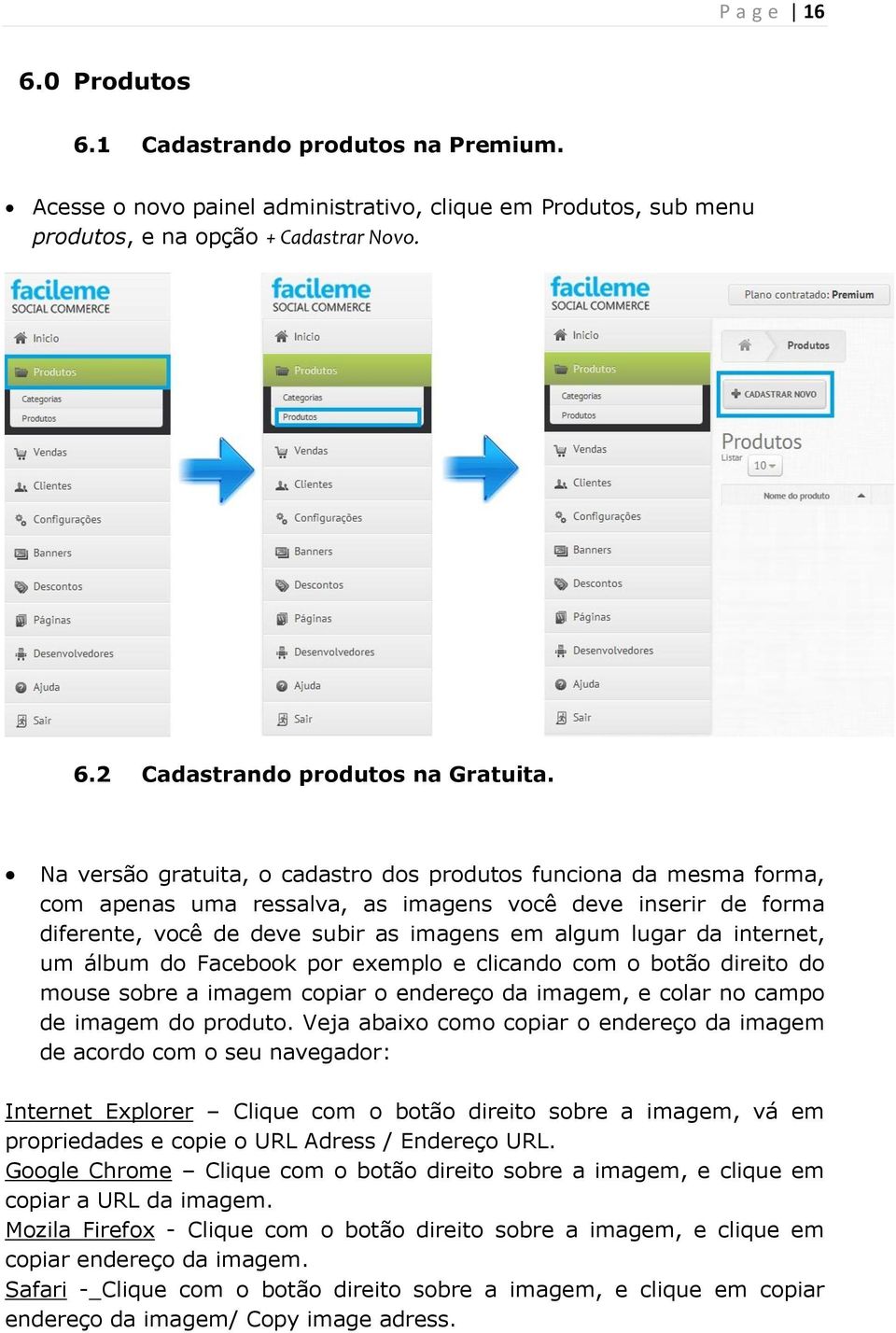 internet, um álbum do Facebook por exemplo e clicando com o botão direito do mouse sobre a imagem copiar o endereço da imagem, e colar no campo de imagem do produto.