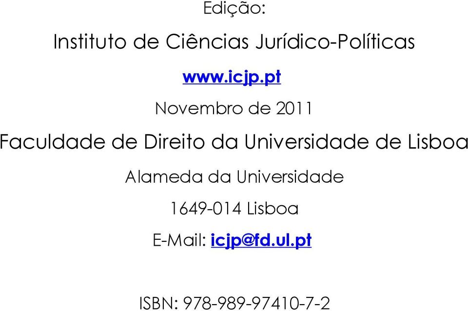 Universidade de Lisboa Alameda da Universidade