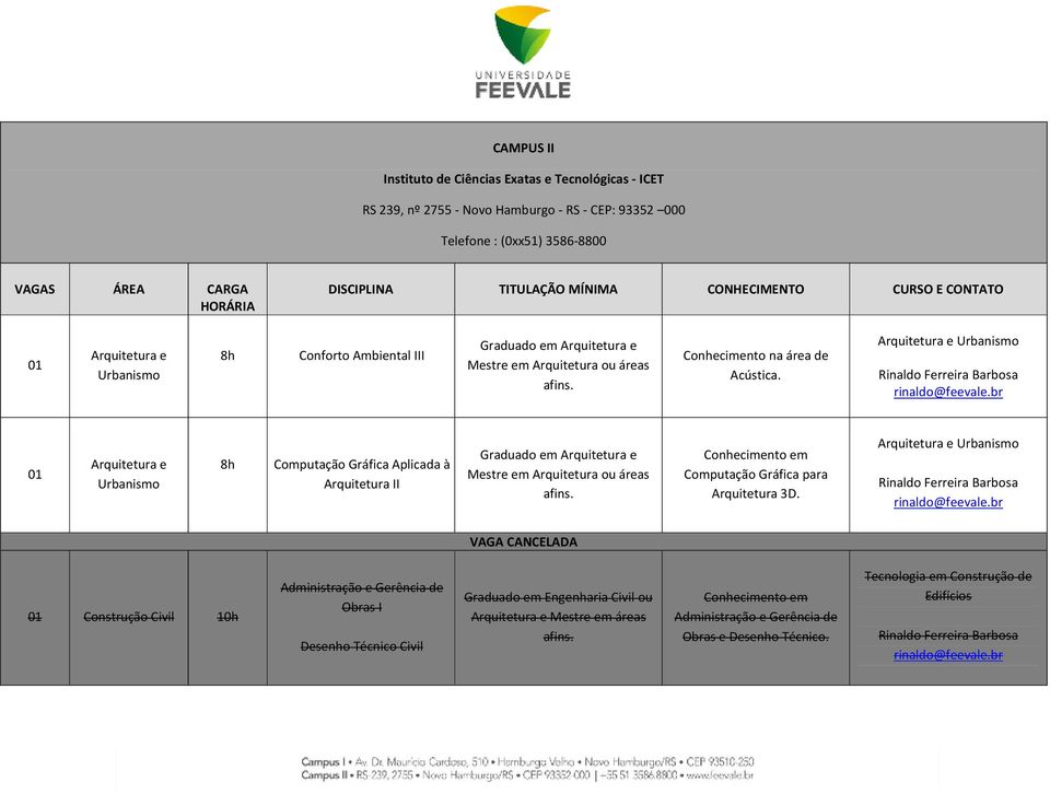 Arquitetura e Urbanismo Arquitetura e Urbanismo Computação Gráfica Aplicada à Arquitetura II Graduado em Arquitetura e Mestre em Arquitetura