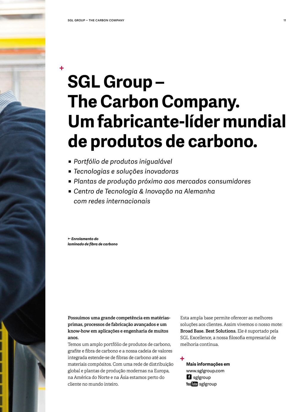 b Enrolamento do laminado de fibra de carbono Possuímos uma grande competência em matériasprimas, processos de fabricação avançados e um know-how em aplicações e engenharia de muitos anos.