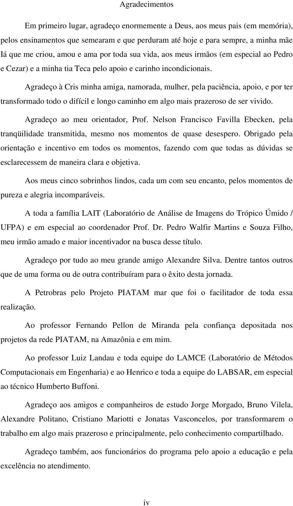 Agradeço à Cris minha amiga, namorada, mulher, pela paciência, apoio, e por ter transformado todo o difícil e longo caminho em algo mais prazeroso de ser vivido. Agradeço ao meu orientador, Prof.