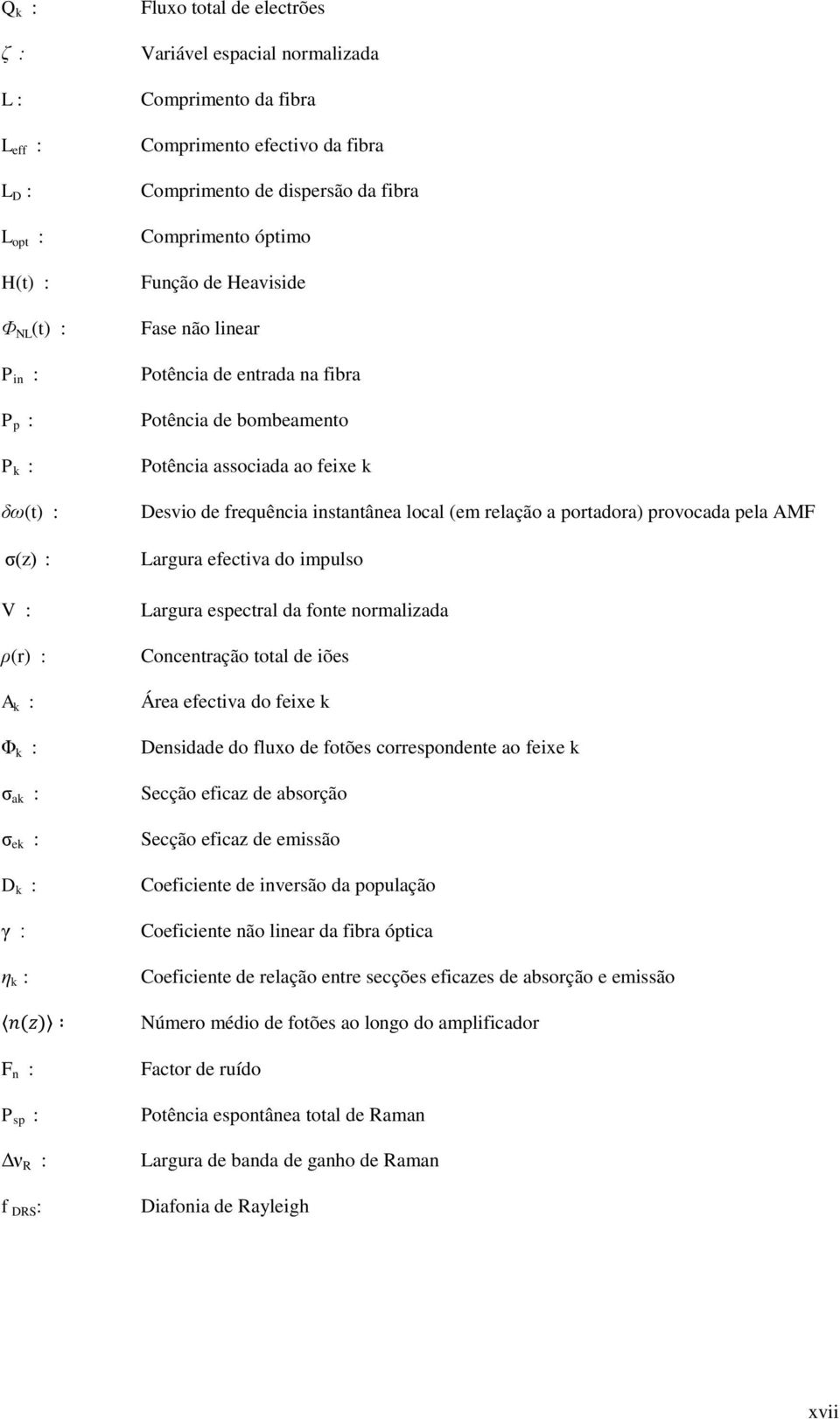 Potência associada ao feixe k Desvio de frequência instantânea local (em relação a portadora) provocada pela AMF Largura efectiva do impulso Largura espectral da fonte normalizada Concentração total