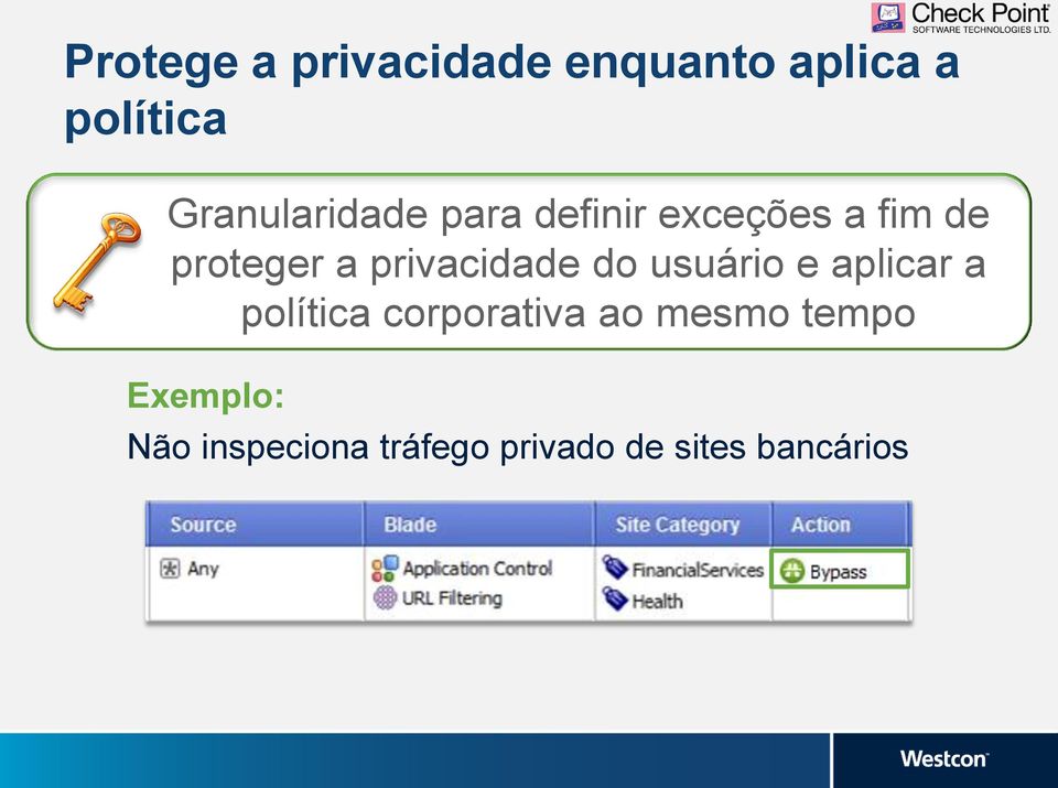 privacidade do usuário e aplicar a política corporativa ao