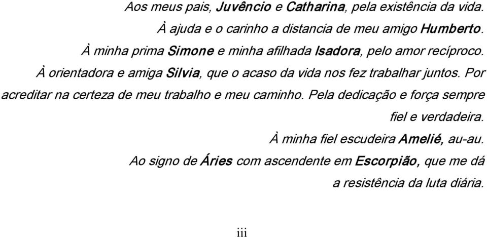 À orientadora e amiga Silvia, que o acaso da vida nos fez trabalhar juntos.