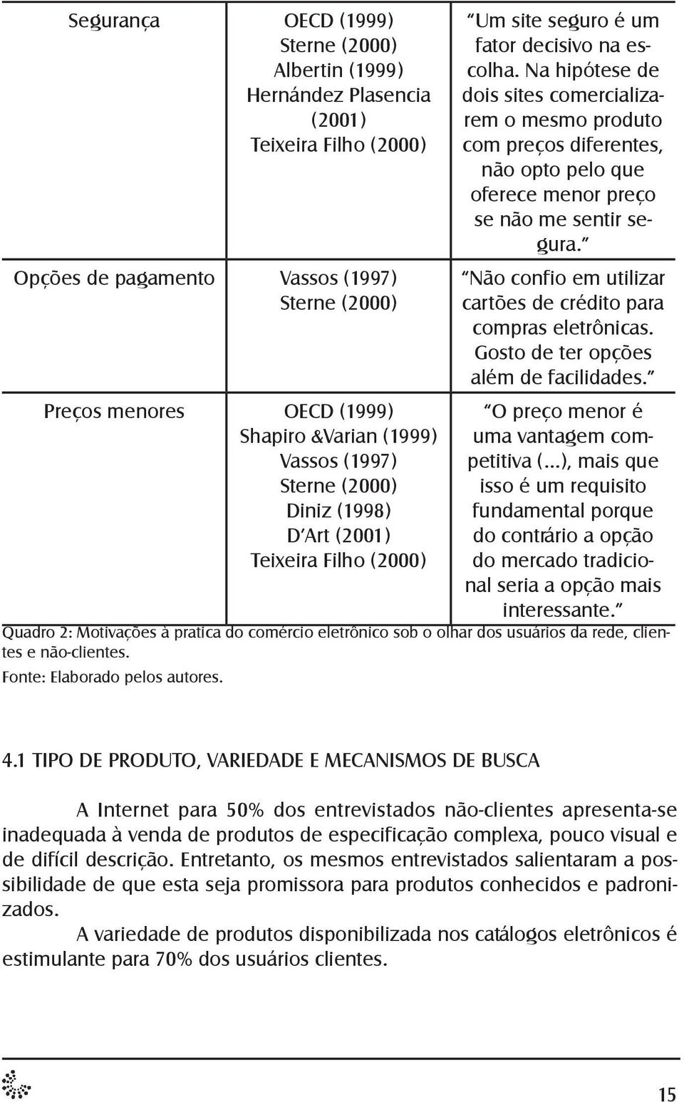 Na hipótese de dois sites comercializarem o mesmo produto com preços diferentes, não opto pelo que oferece menor preço se não me sentir segura.