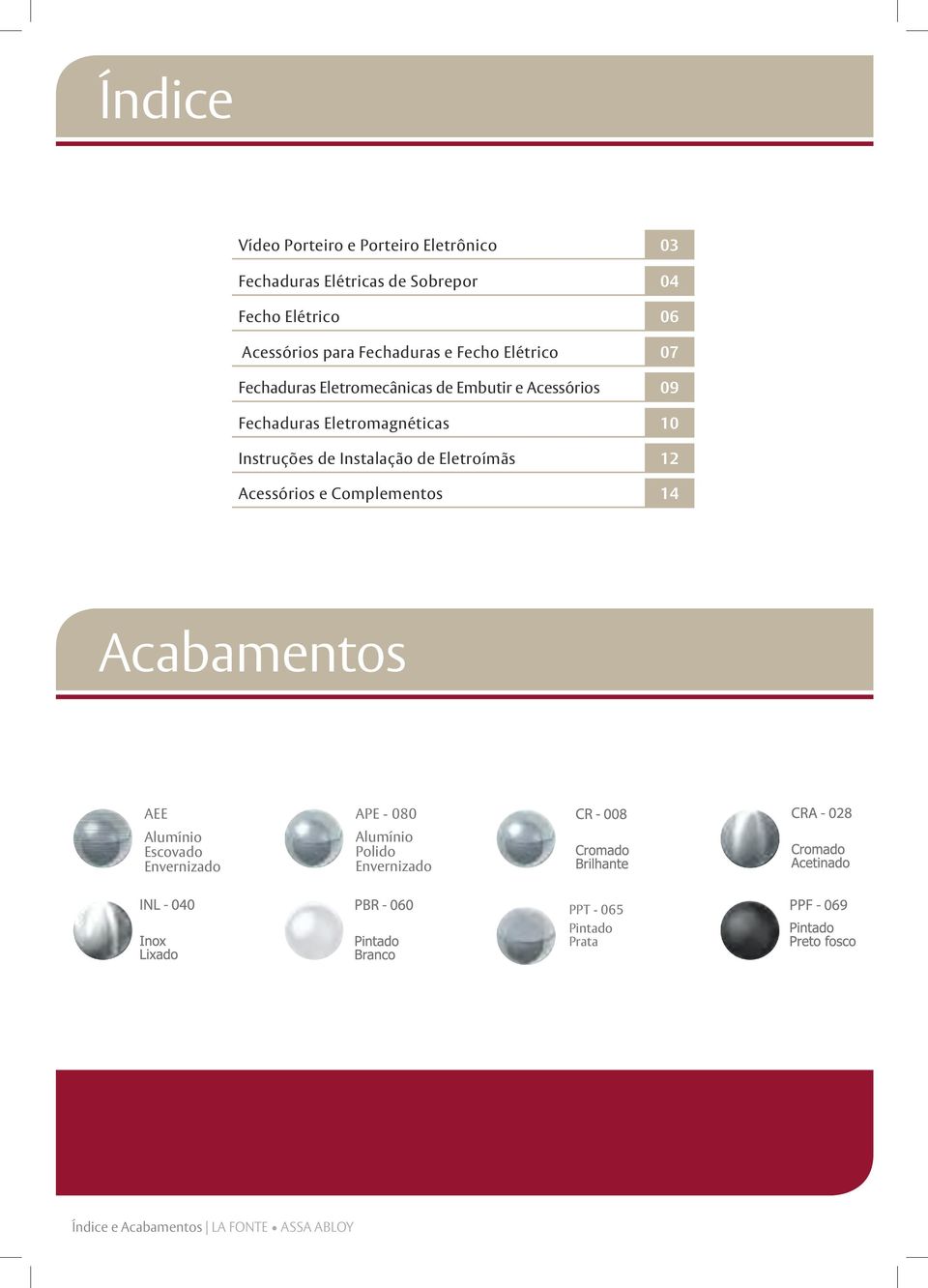 Eletromagnéticas 10 Instruções de Instalação de Eletroímãs 12 Acessórios e Complementos 14 Acabamentos AEE