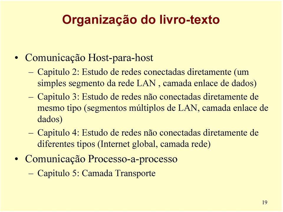 mesmo tipo (segmentos múltiplos de LAN, camada enlace de dados) Capitulo 4: Estudo de redes não conectadas