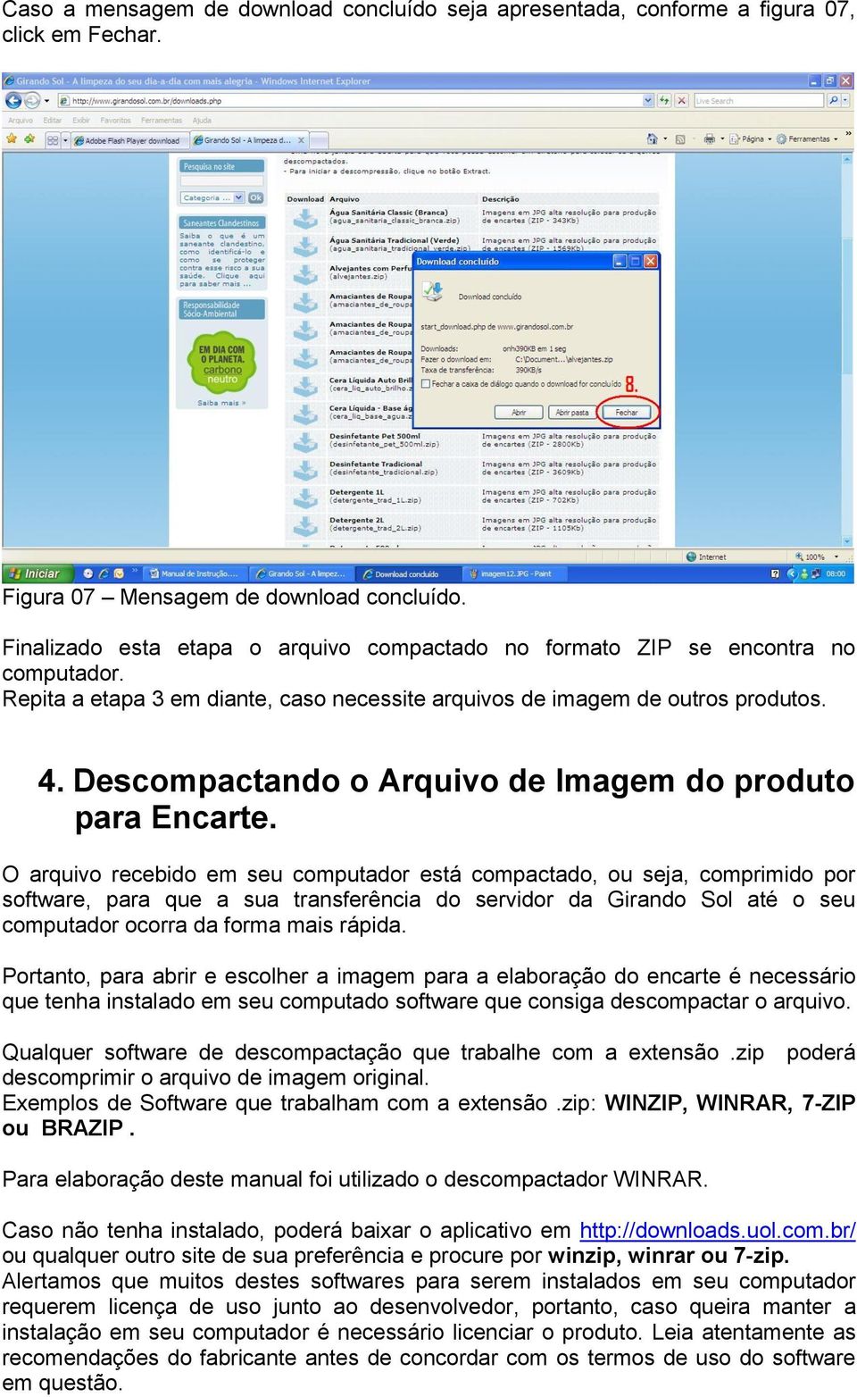 Descompactando o Arquivo de Imagem do produto para Encarte.