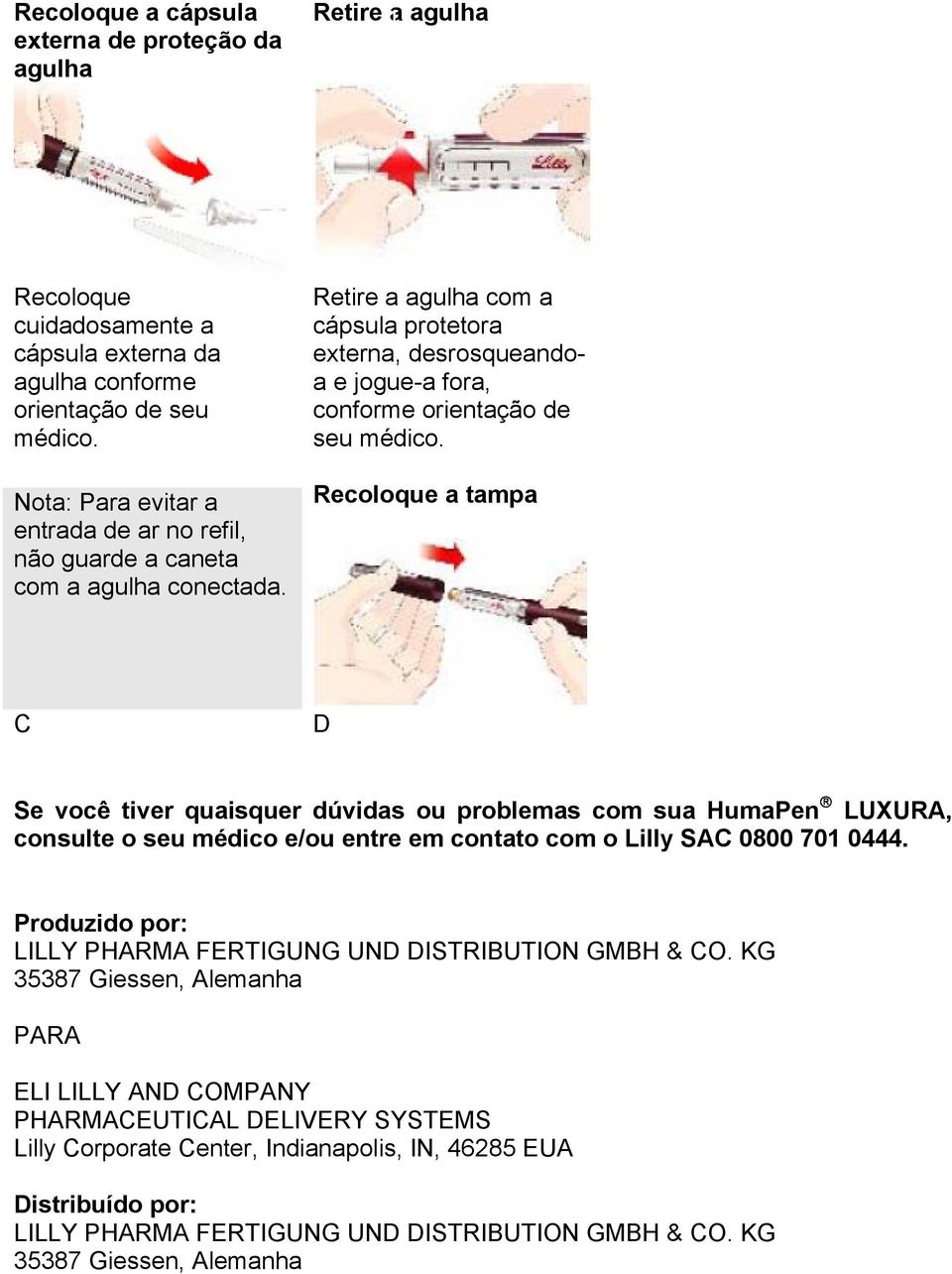 Retire a agulha com a cápsula protetora externa, desrosqueandoa e jogue-a fora, conforme orientação de seu médico.