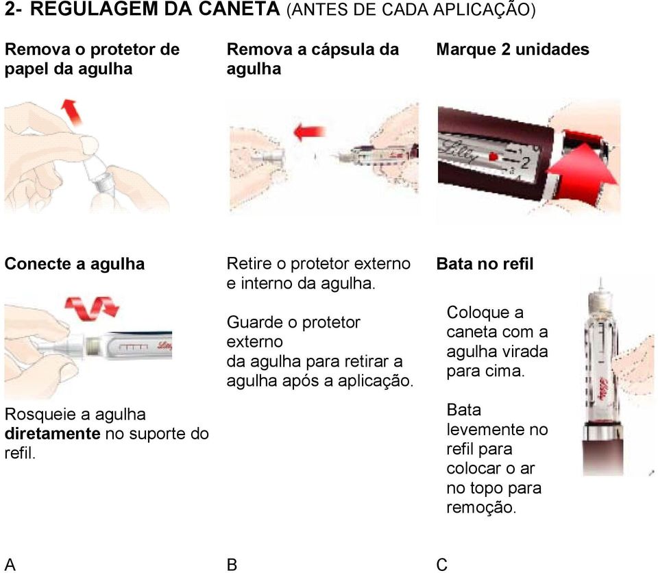 Retire o protetor externo e interno da agulha.