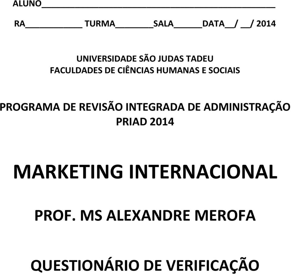 REVISÃO INTEGRADA DE ADMINISTRAÇÃO PRIAD 2014 MARKETING