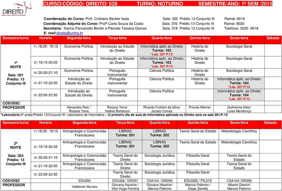 br 1º Sala: 301 1º) 18:25-19:15 Economia Política Introdução ao Estudo do Economia Política Economia Política Introdução ao Estudo do Introdução ao Estudo do CÓD/DISC PROFESSOR Alexandre Reis /