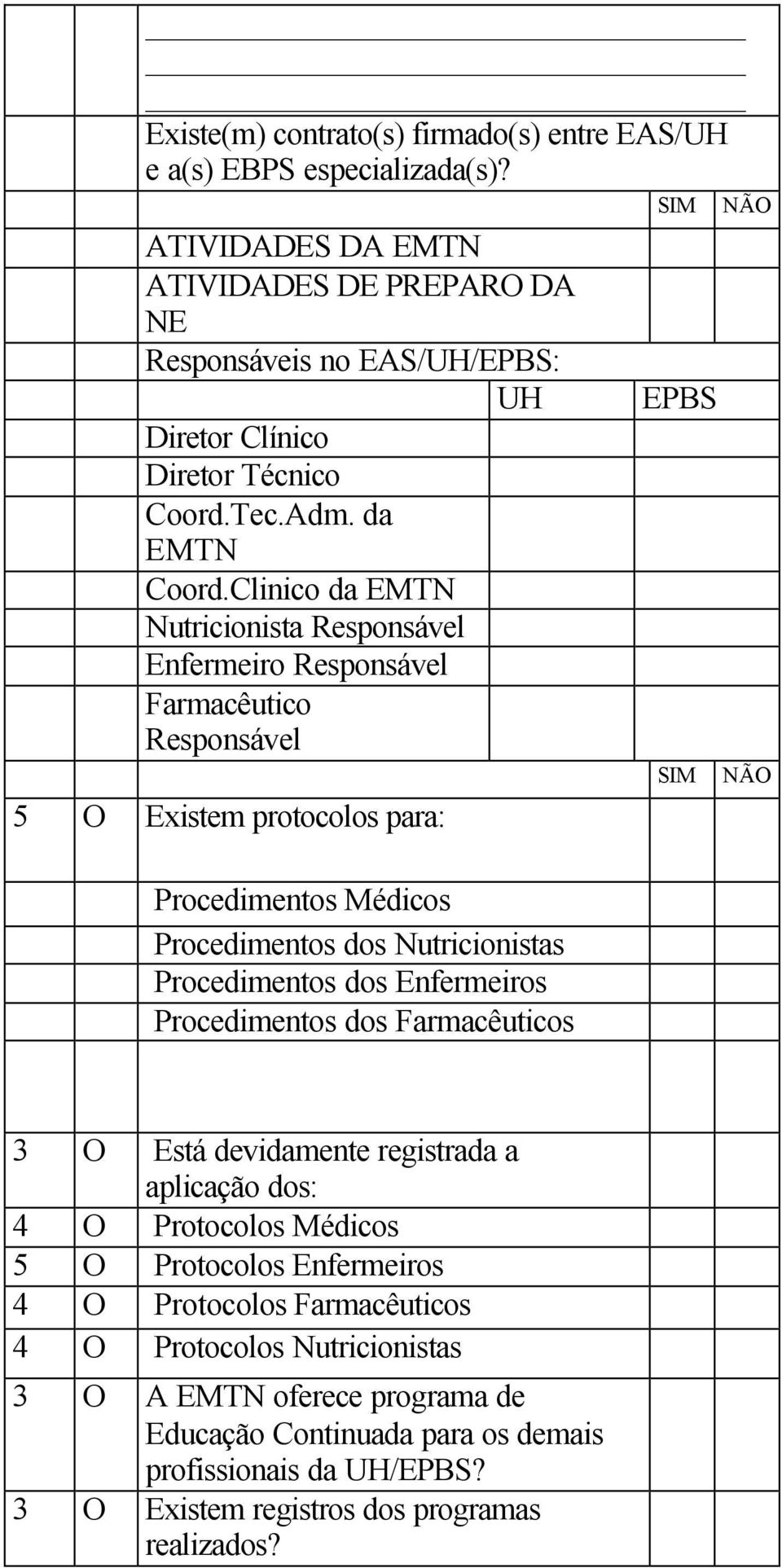 Clinico da EMTN Nutricionista Responsável Enfermeiro Responsável Farmacêutico Responsável 5 O Existem protocolos para: Procedimentos Médicos Procedimentos dos Nutricionistas Procedimentos