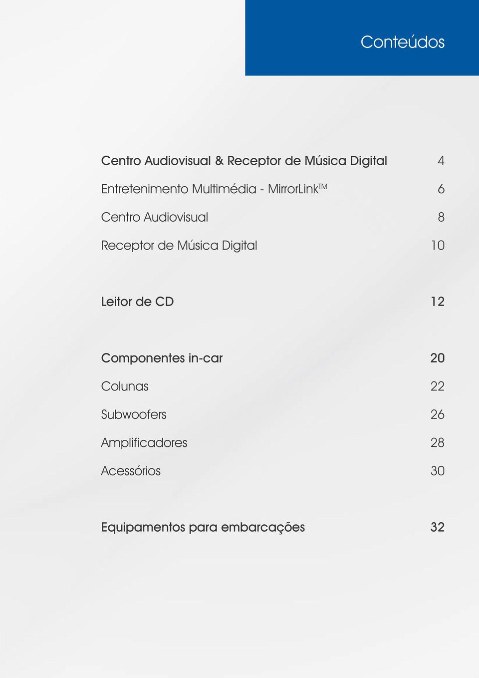 Receptor de Música Digital 10 Leitor de CD 12 Componentes in-car 20